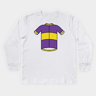 Yellow & Purple Cycling Jersey Kids Long Sleeve T-Shirt